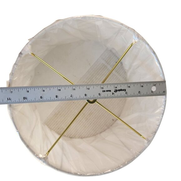 White Lamp Shade With Gold Harp Fitting Parts 13.5" Diameter X 10" Height - Picture 6 of 11